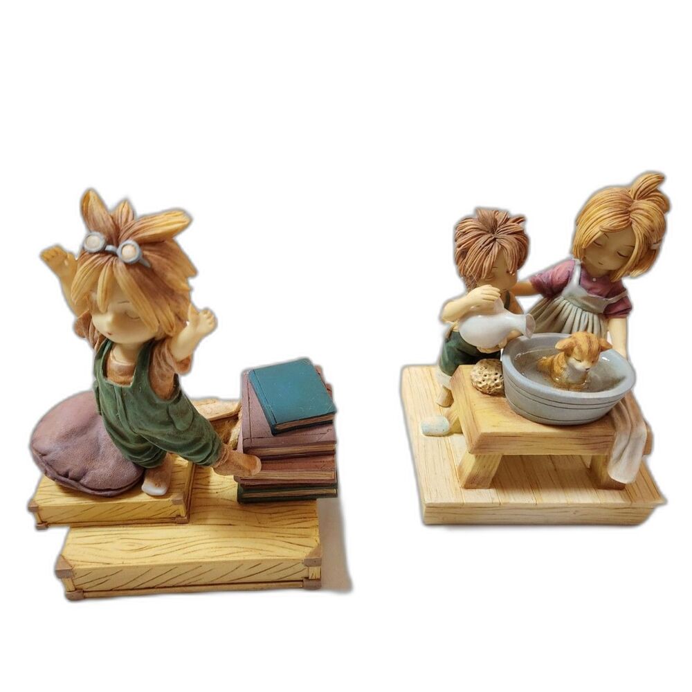 DEMDACO Life Lessons Figurine Lot – Dare to Dance & CAT‑a‑strophic Cooperation